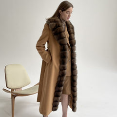 Cashmere Wool Coat Real Fur X-Long Coat