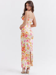 Floral Off Shoulder Sleeveless Maxi Dress