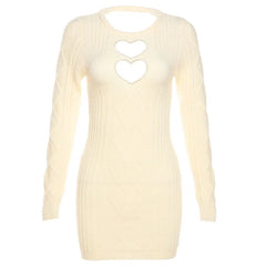 Knit Sweater Heart Cut-Out Mini Dress