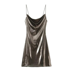 Metallic Cami Slip Mini Dress