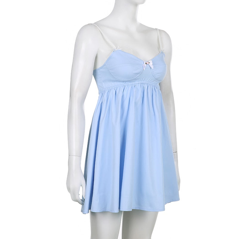 Blue Strap Baby Doll Mini Dress