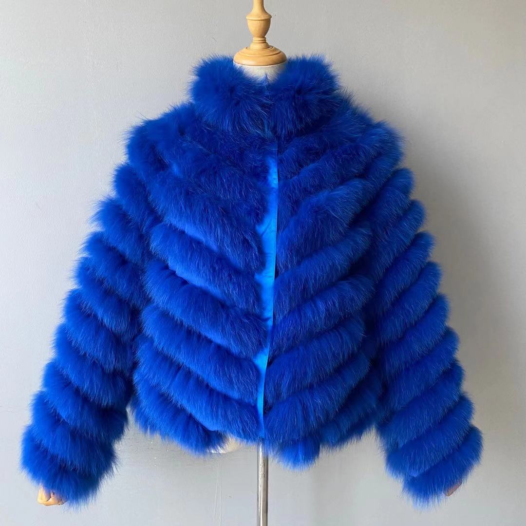 Reversible Knitted Real Fur Coats Silk Liner