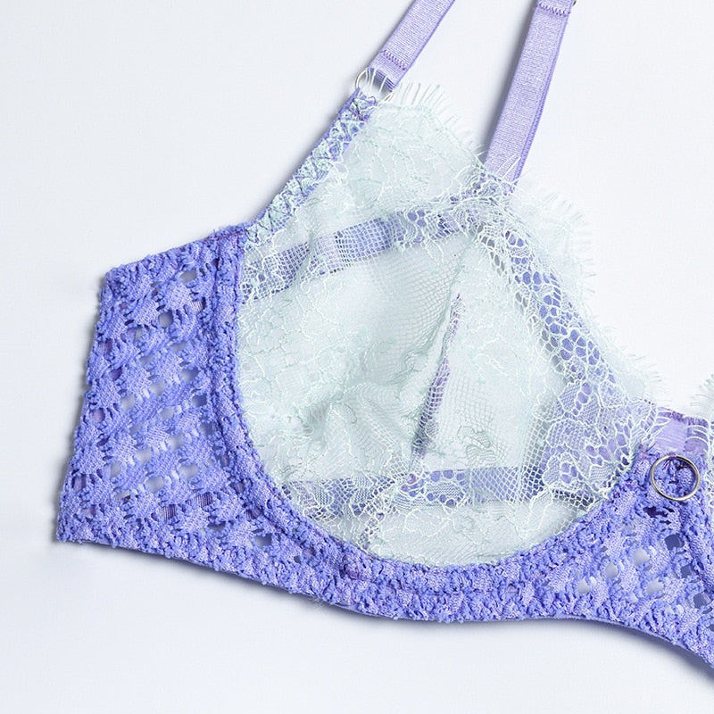 Purple Mesh Net Three Piece Set