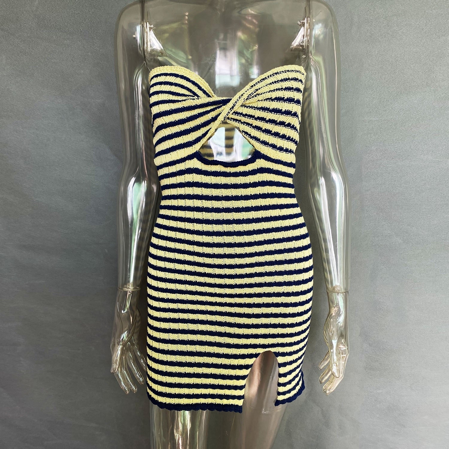 Knitted Stripe Tube Twist Dress