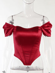 Satin Off-Shoulder Corset Top