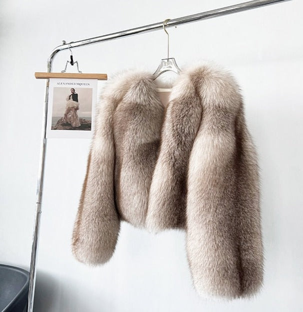 Fluffy Real Fox Fur Short Coats