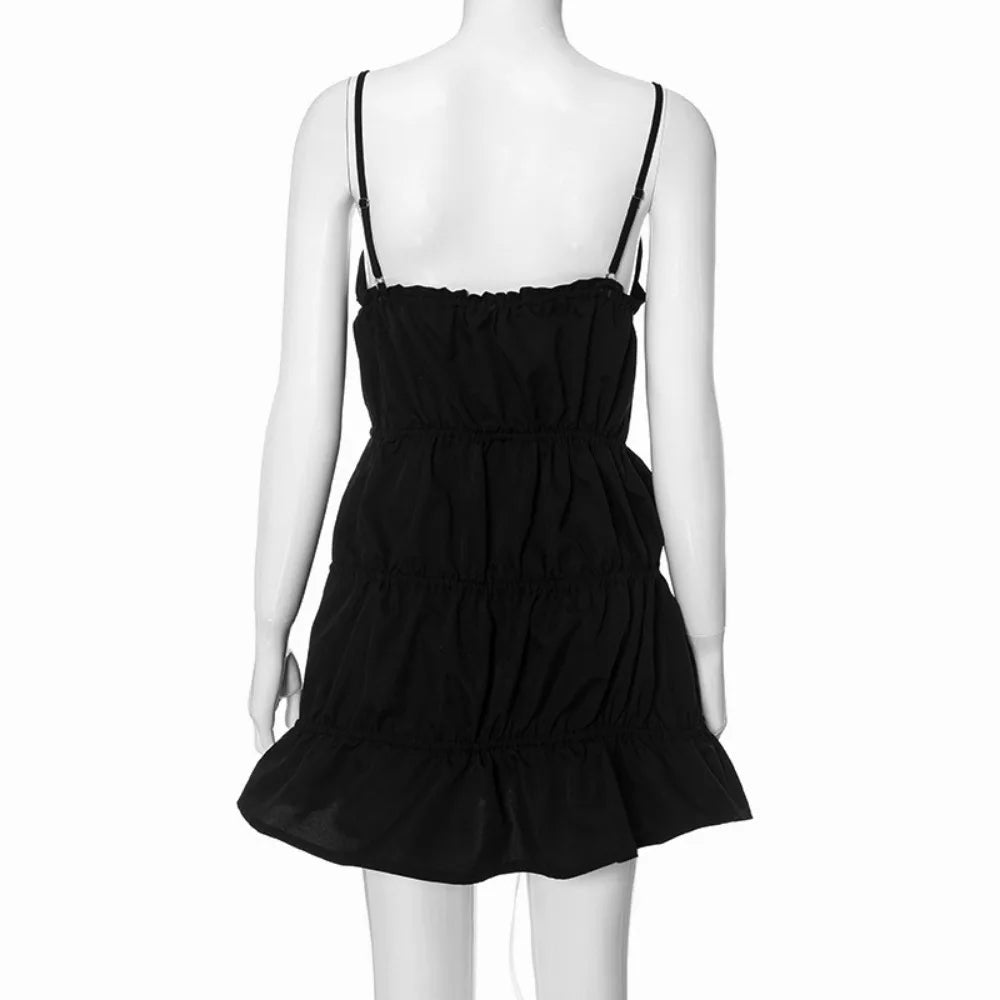 Black Lace Tie-Up Mini Dress