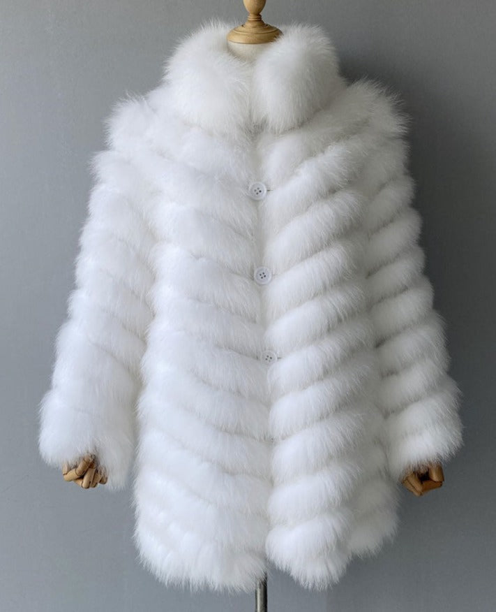 Reversible Real Fur Pattern Silk Lining Coats