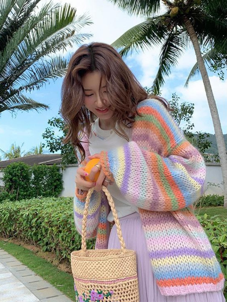 Pastel Rainbow Stripe Cardigan