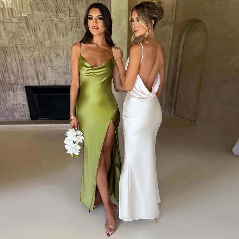 Backless Sleeveless Slim Long Dresses