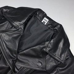 Genuine Leather Short Slim Moto Jacket