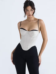 Contrast Satin Bustier Corset Top