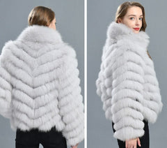 Reversible Knitted Real Fur Coats Silk Liner