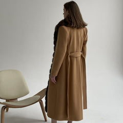 Cashmere Wool Coat Real Fur X-Long Coat