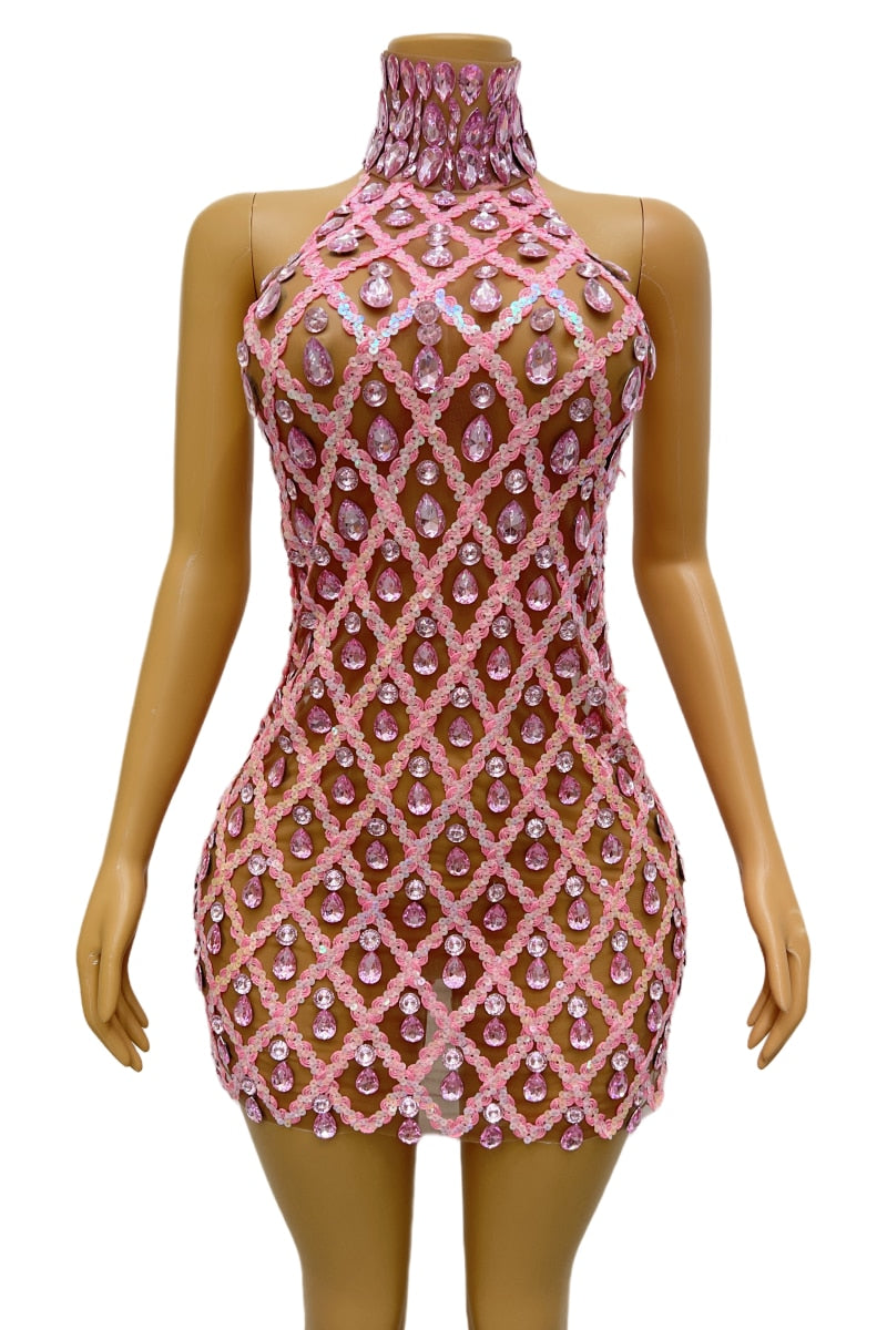 Rhinestone Full Wrap Mini Dresses