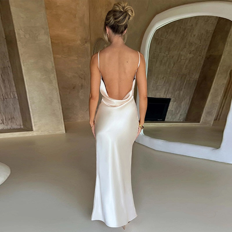 Backless Sleeveless Slim Long Dresses