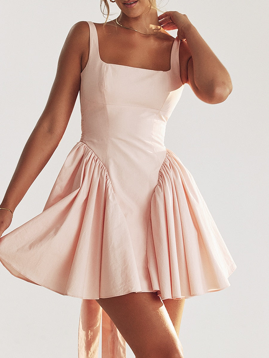 Backless Bow Mini Dress