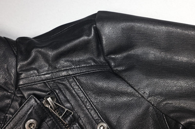 Genuine Leather Short Slim Moto Jacket