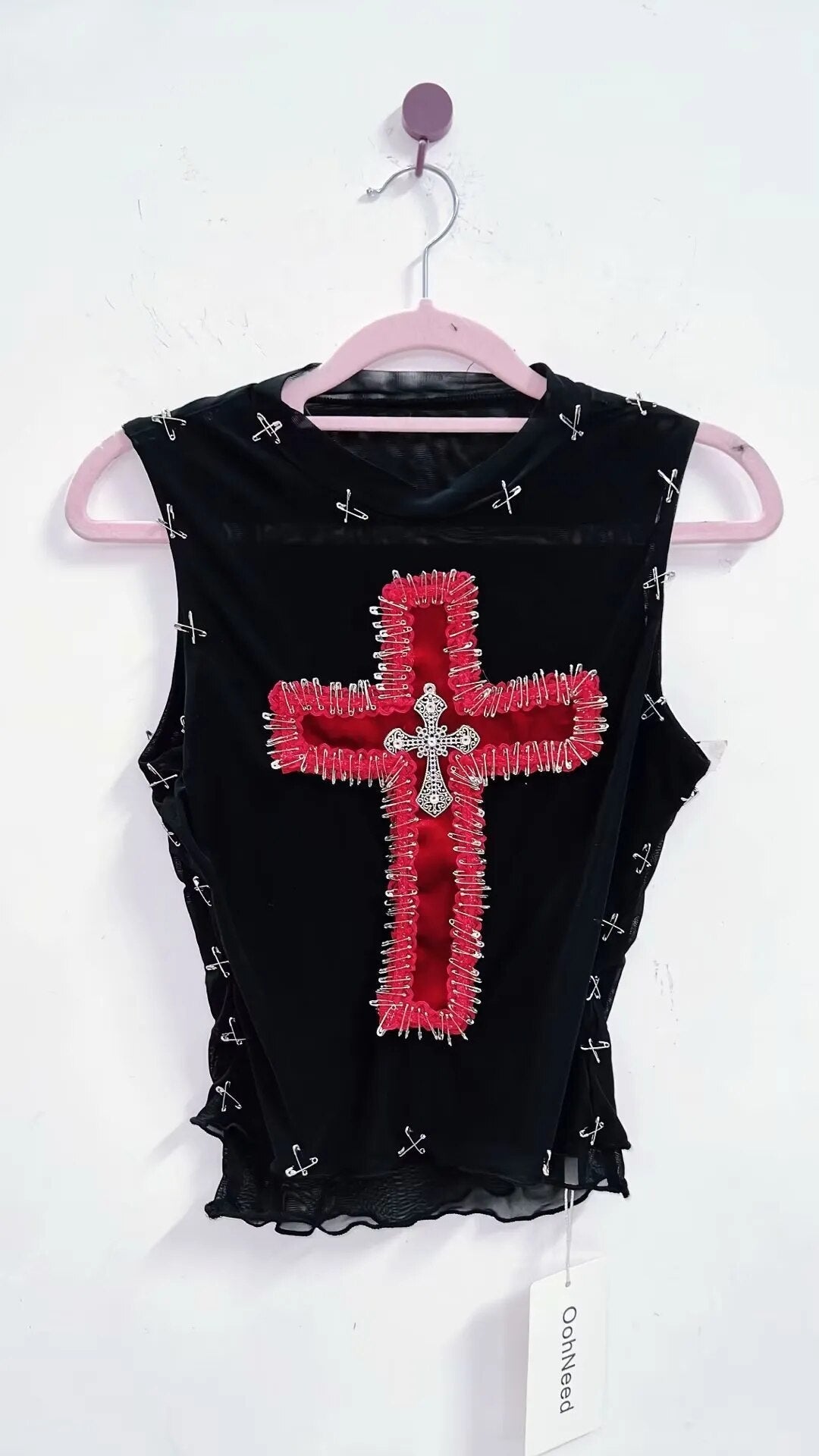 Black Cross Pins Tank Top