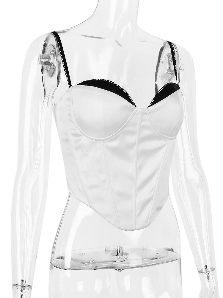 Contrast Satin Bustier Corset Top