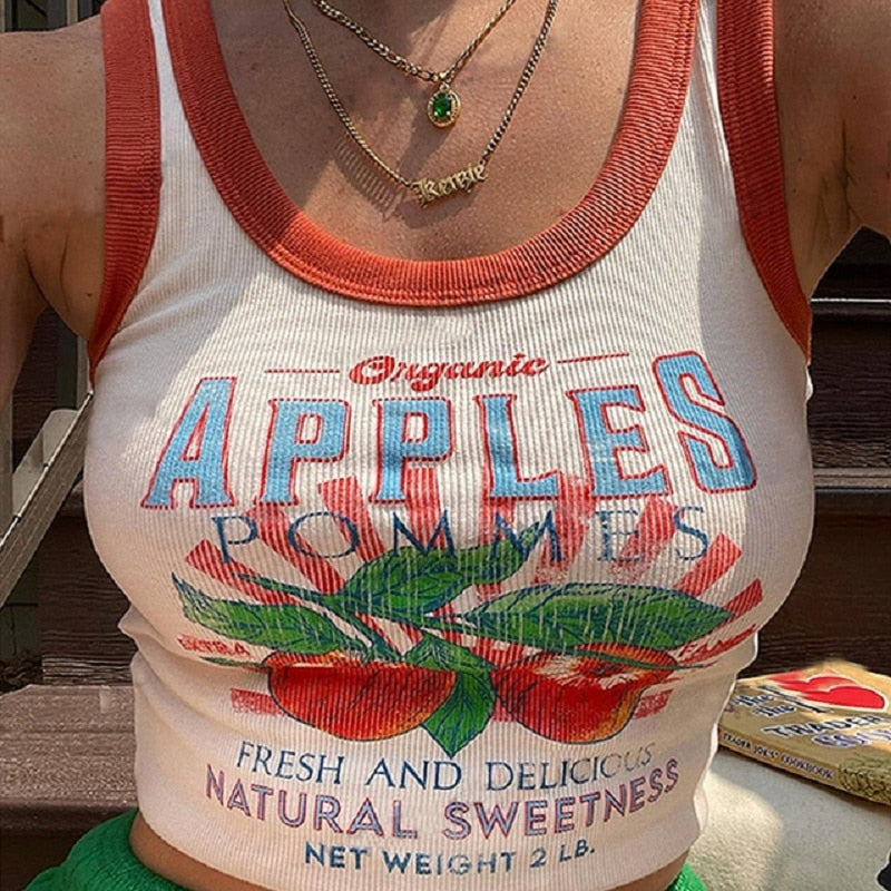 Apples Graphic Ribbed Tank Top