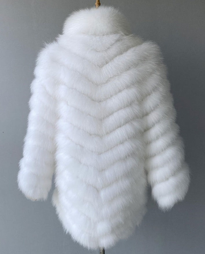 Reversible Real Fur Pattern Silk Lining Coats