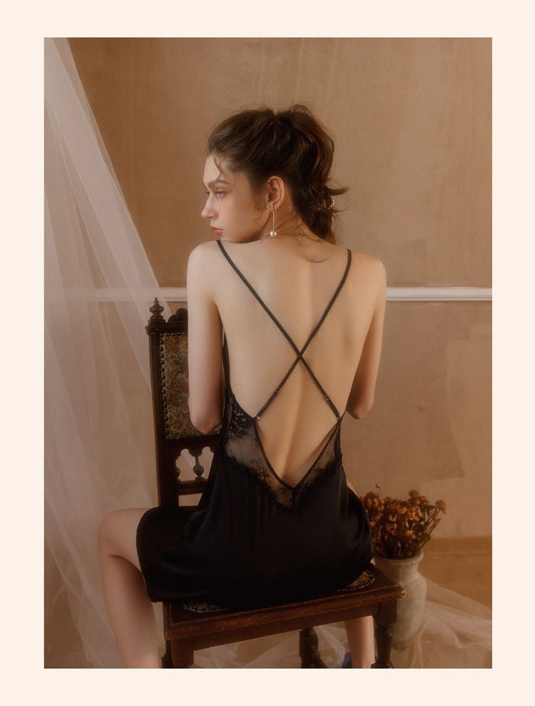 Strappy Mesh Detail Night Slip Dress Sleepwear