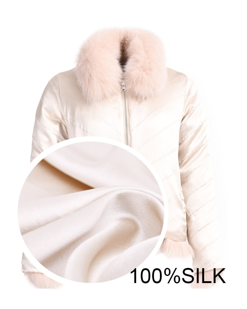 Reversible Knitted Real Fur Coats Silk Liner