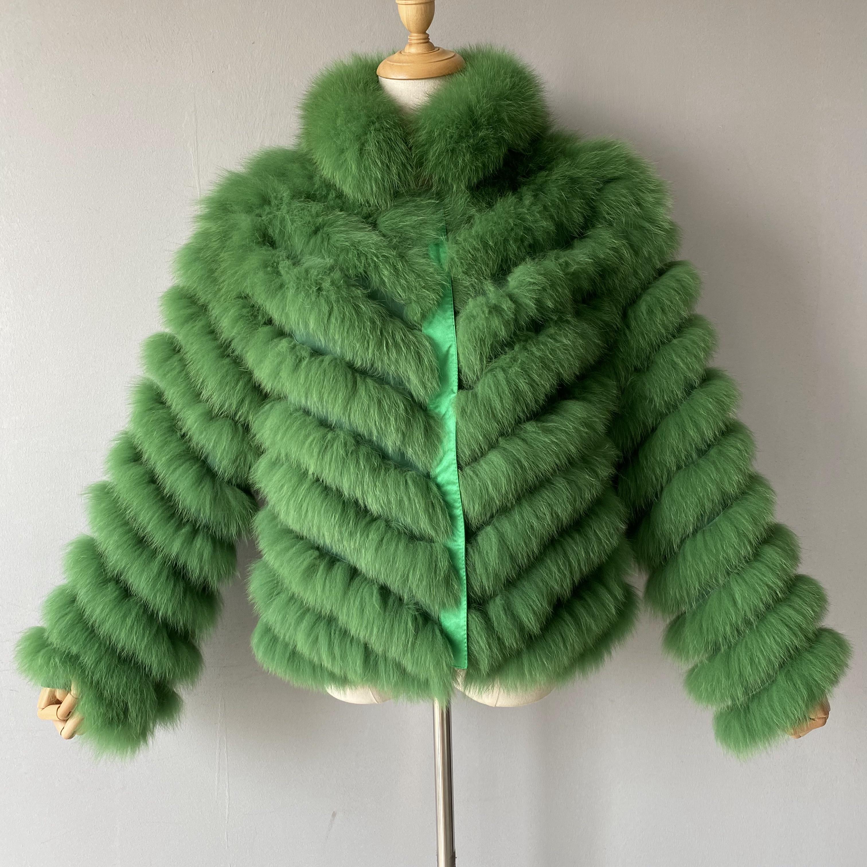 Reversible Knitted Real Fur Coats Silk Liner