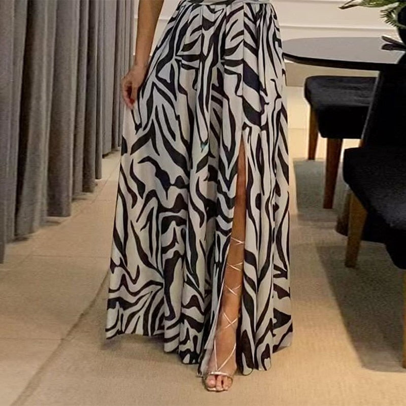 One Shoulder Sleeveless Slit Maxi Dress