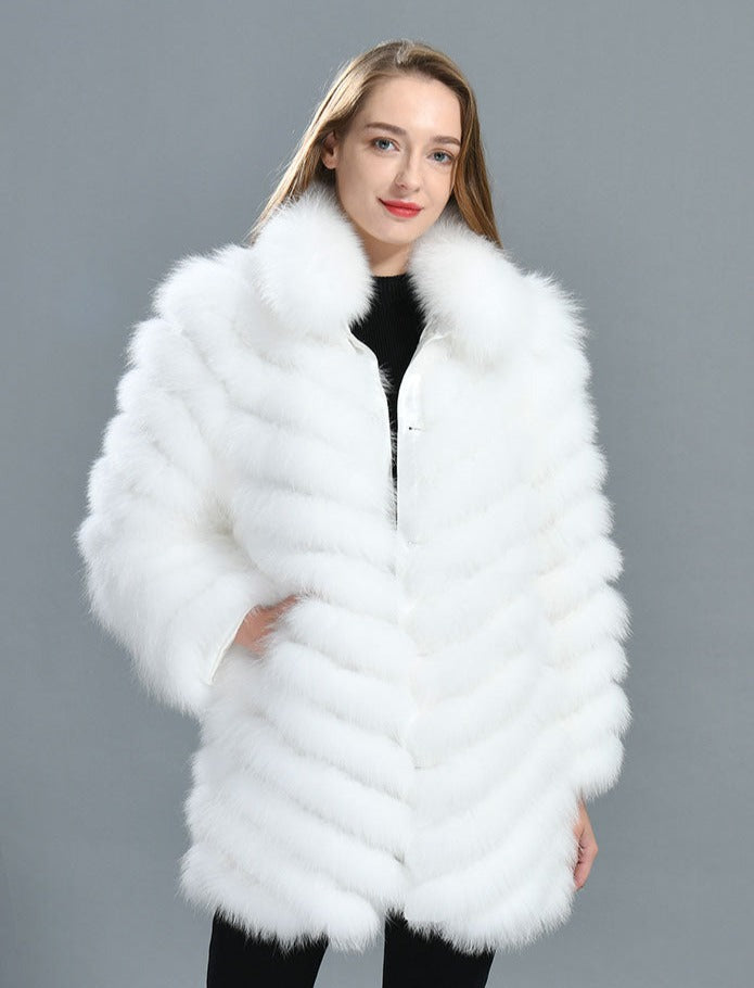 Reversible Real Fur Pattern Silk Lining Coats