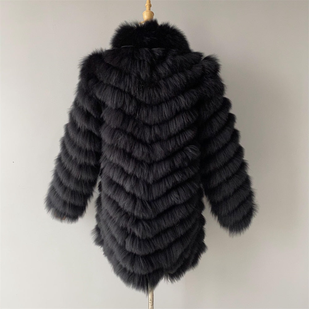 Reversible Real Fur Pattern Silk Lining Coats