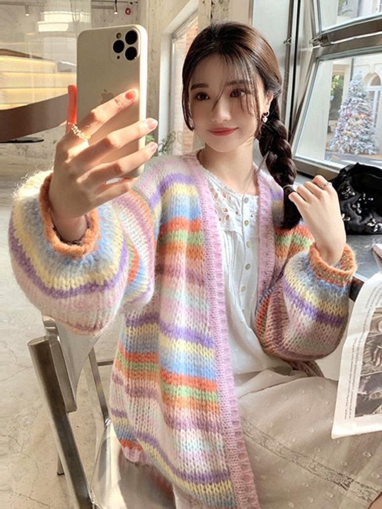 Pastel Rainbow Stripe Cardigan