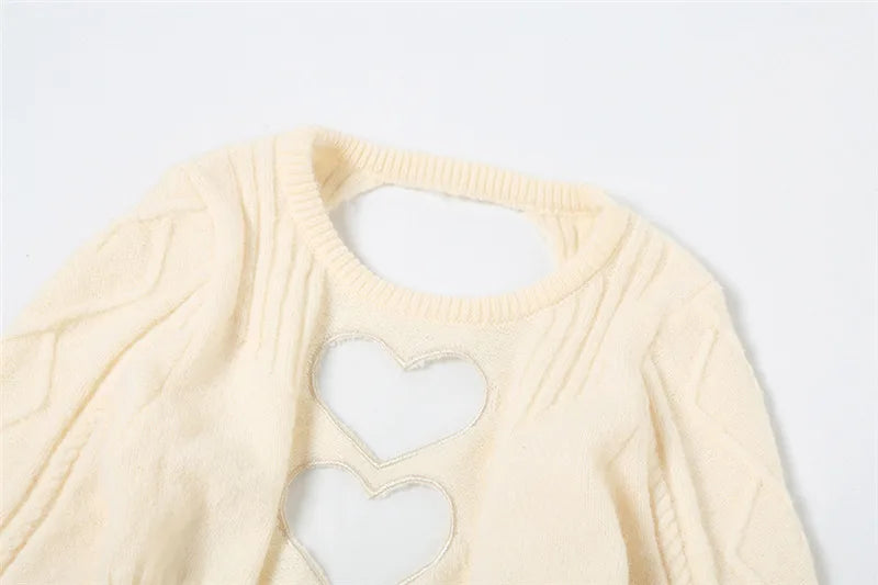 Knit Sweater Heart Cut-Out Mini Dress