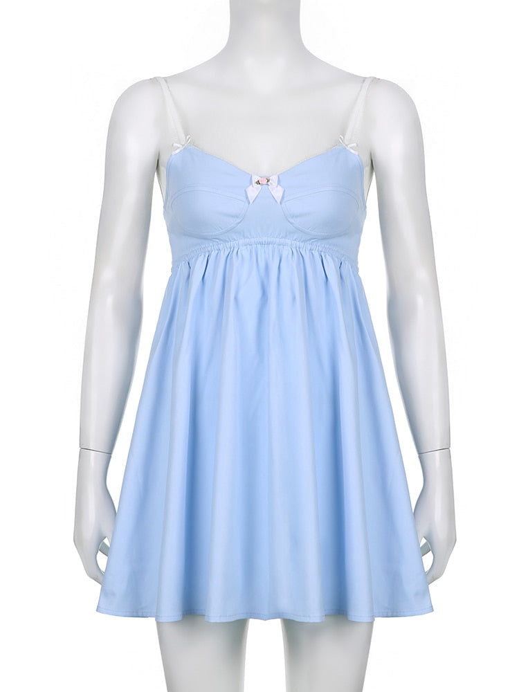 Blue Strap Baby Doll Mini Dress