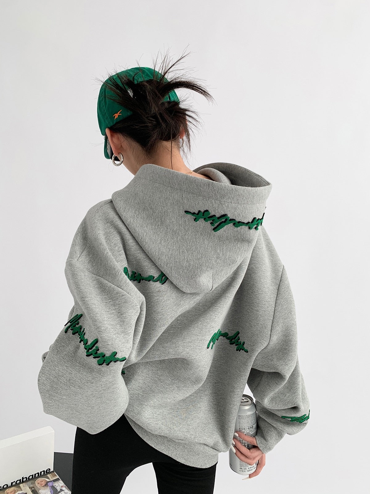 Knit Lettering Embroidery Hoddie