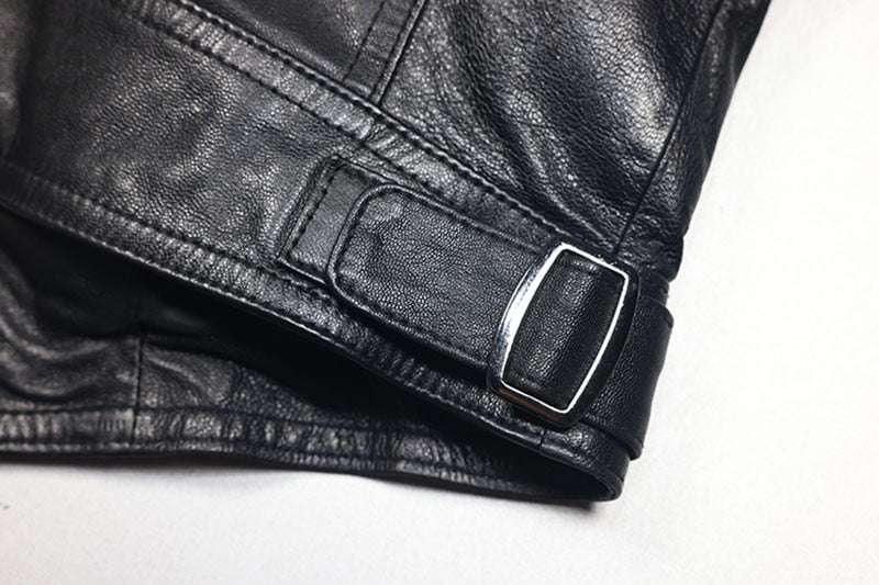 Genuine Leather Short Slim Moto Jacket