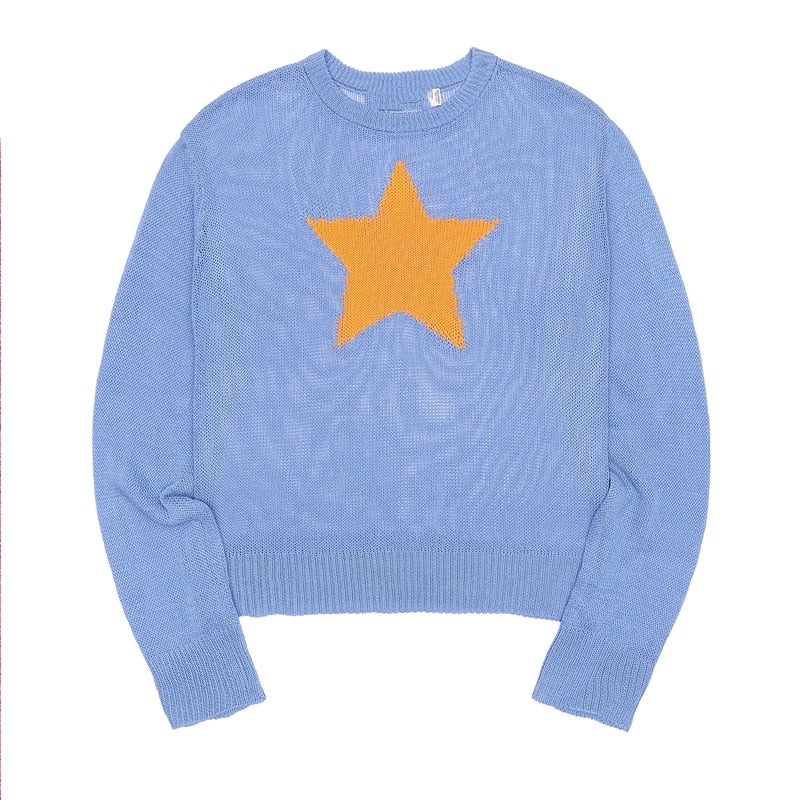 Knit Mesh Star Logo Sweater