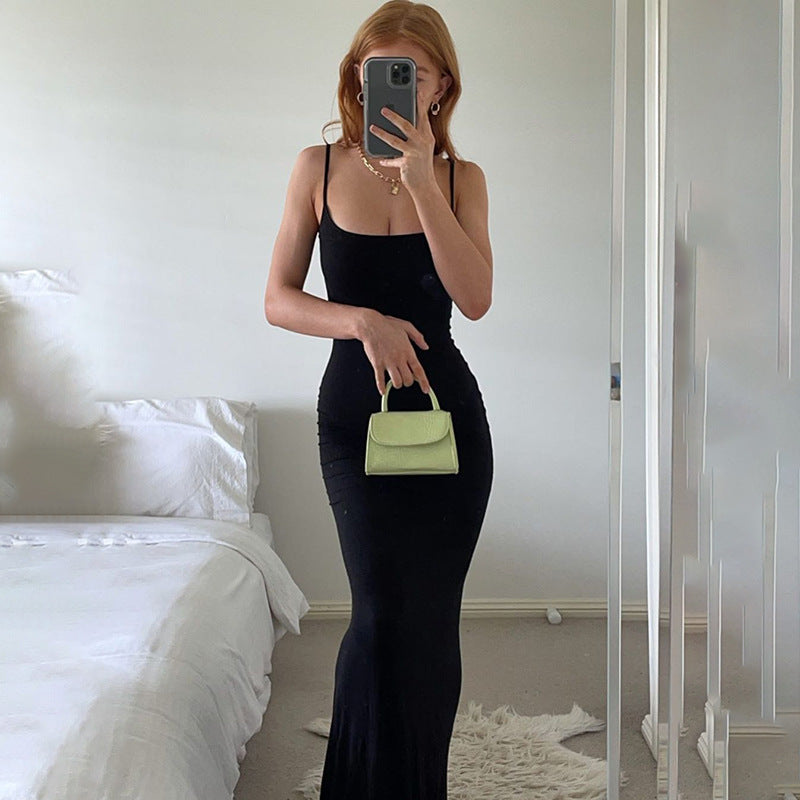 Strap Bodycon Solid Maxi Dress