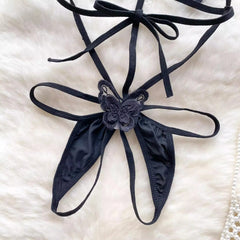 Black Butterfly Cut-Out Strappy Lingerie Bodysuit