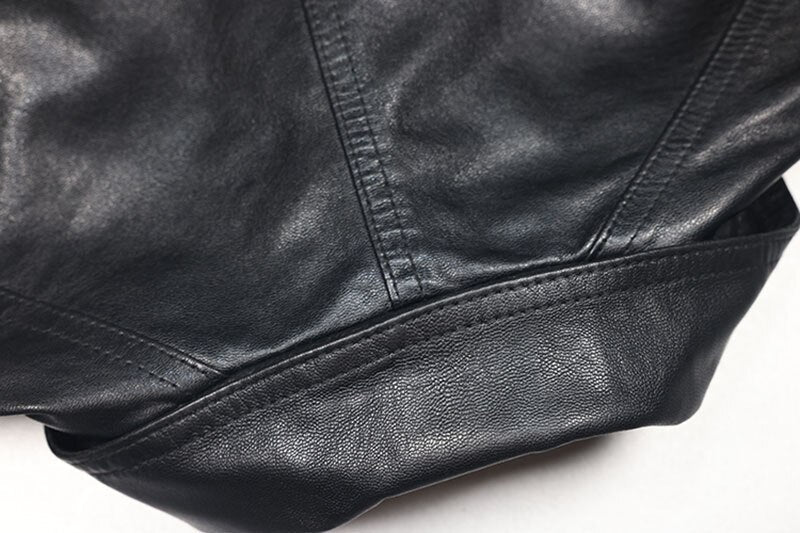 Genuine Leather Short Slim Moto Jacket