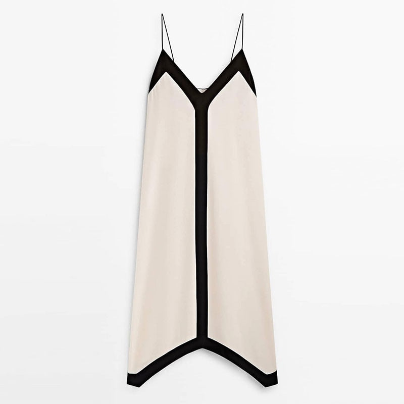 Two Tone V-neck Slip Maxi Dress