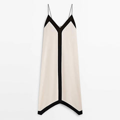 Two Tone V-neck Slip Maxi Dress