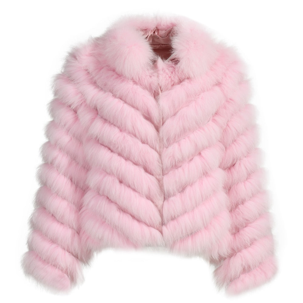 Reversible Knitted Real Fur Coats Silk Liner