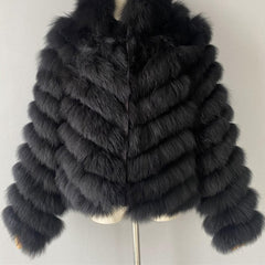 Reversible Real Fur Coats Silk Liner Hooded