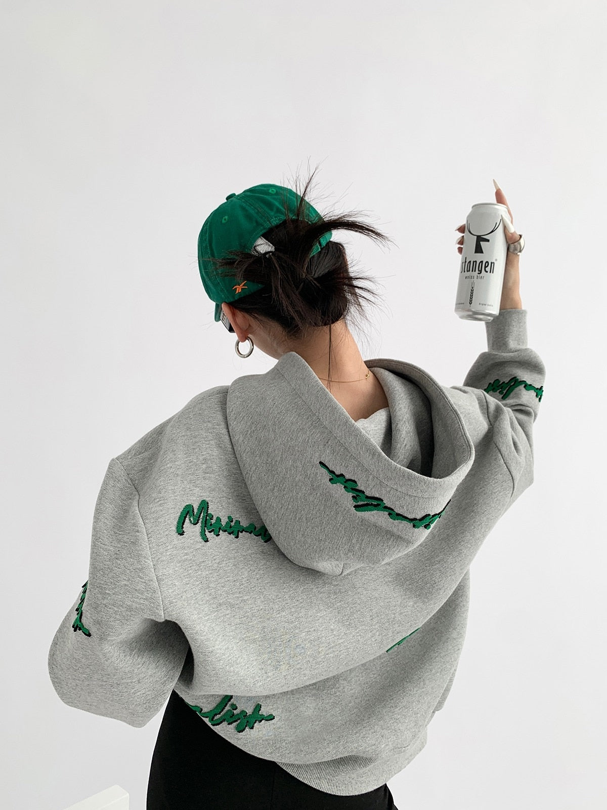 Knit Lettering Embroidery Hoddie