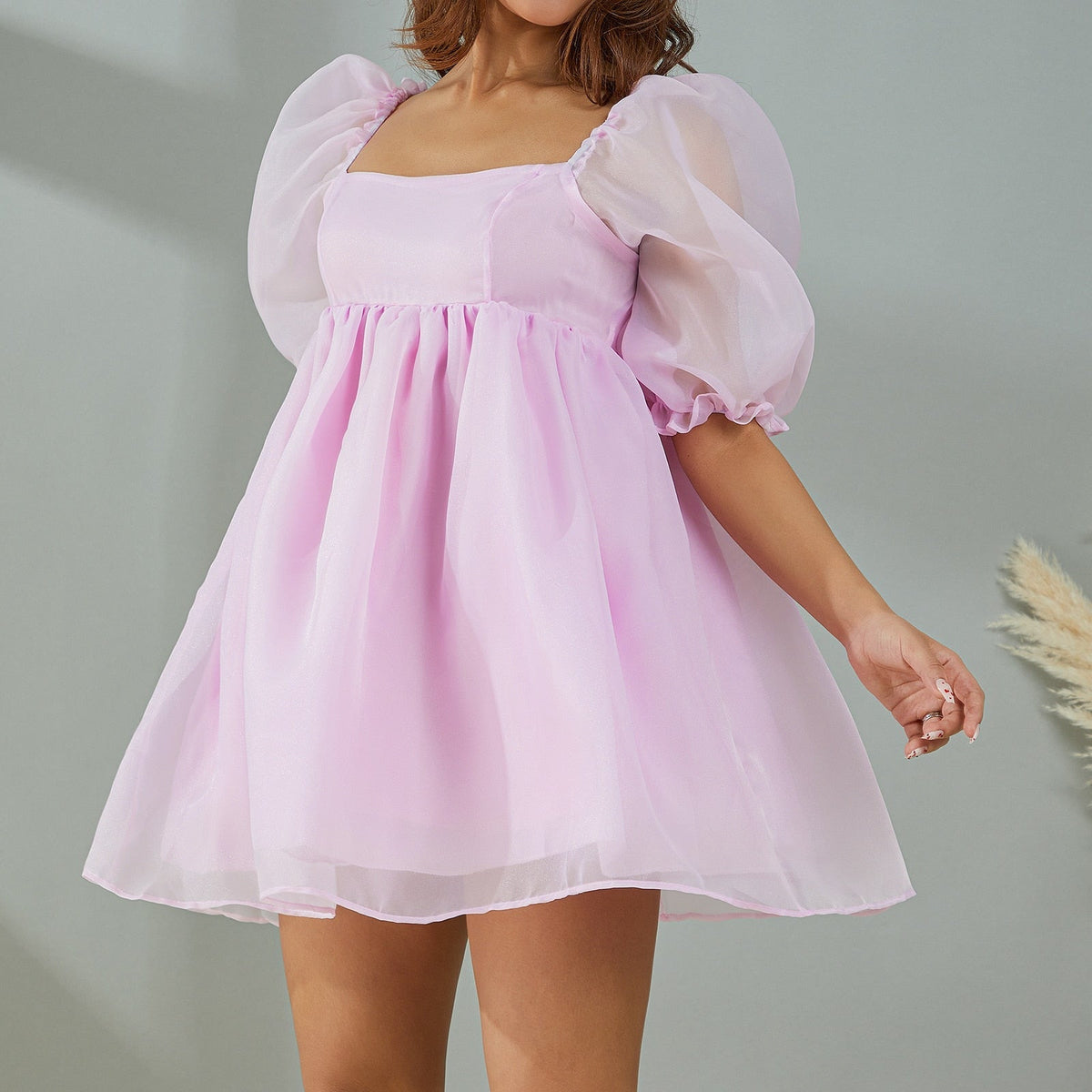 Puff Sleeve Tulle Mini Dress