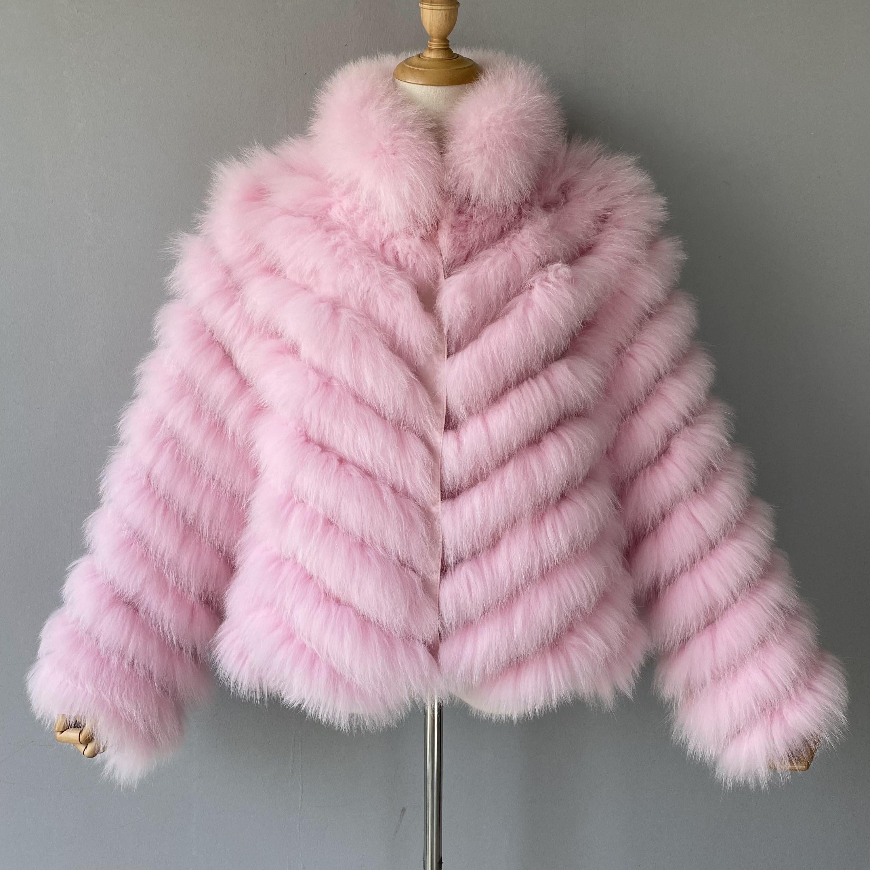 Reversible Knitted Real Fur Coats Silk Liner