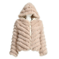 Reversible Real Fur Coats Silk Liner Hooded