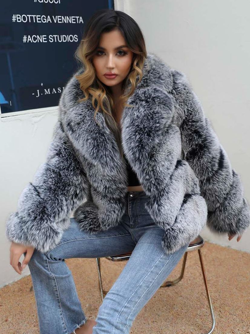 Black Frost Real Fox Fur Coats